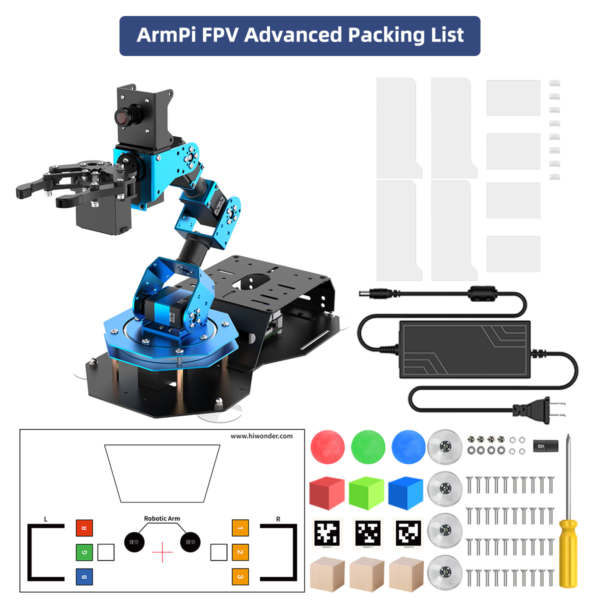 Hiwonder ArmPi FPV AI Vision Raspberry Pi ROS Robotic Arm with Python Open Source